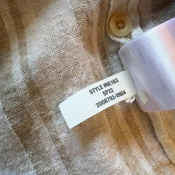 Madewell Tan & White Stripe Short Sleeve Button Front Shirt Linen Blend S - Picture 6 of 6